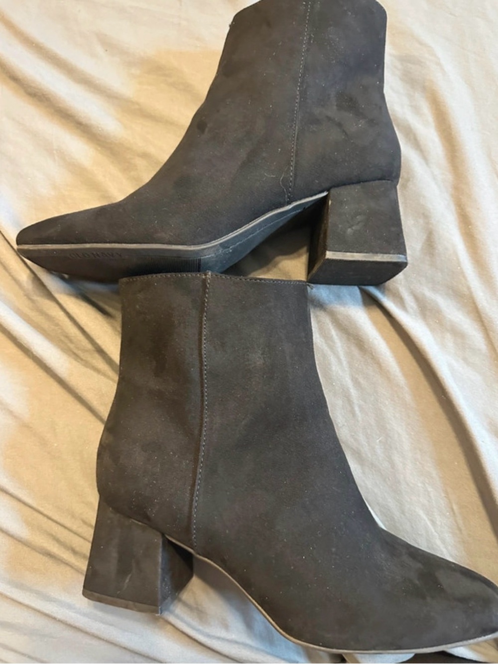 Old Navy Black Suede Block Heel Ankle Booties